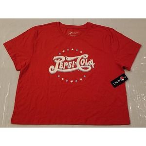 Pepsi-Cola Juniors Logo Cropped Crewneck T-Shirt Red Size XXL 19